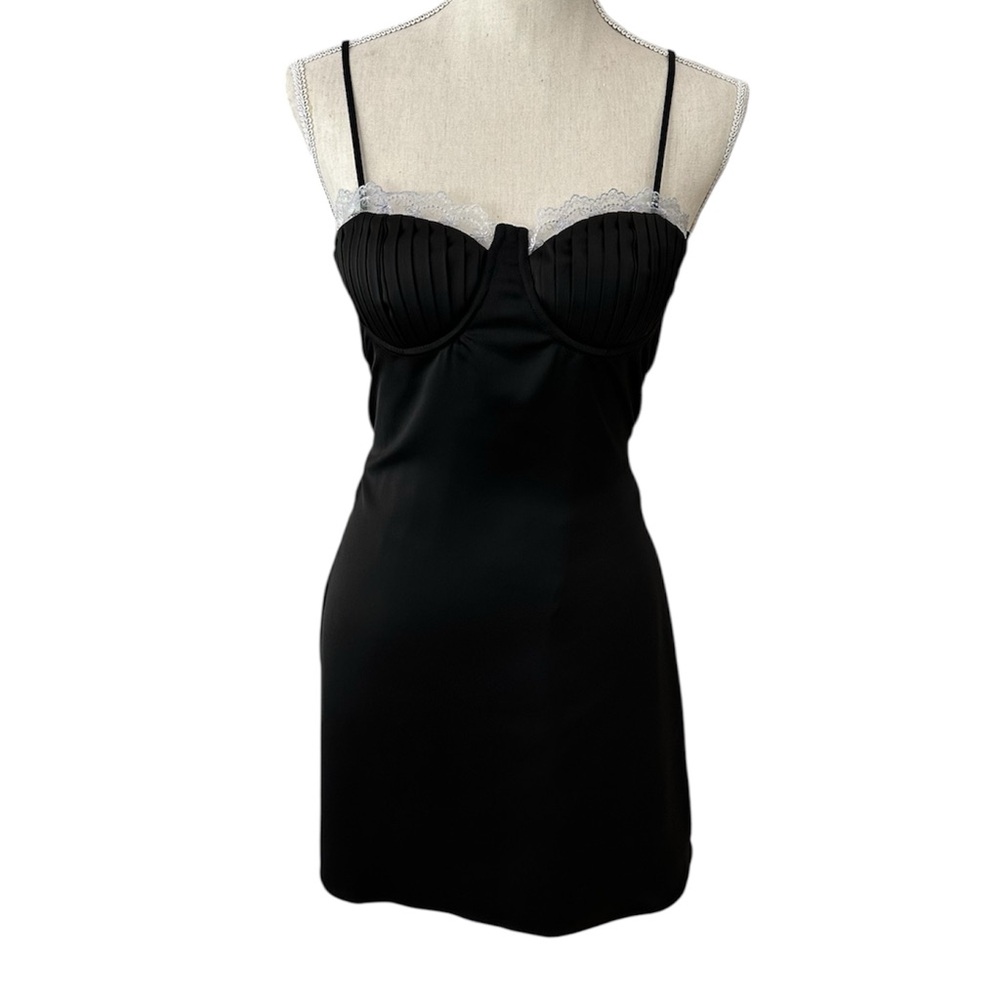 Kestan Katelyn Homecoming Dress Mini Spaghetti Strap Lace Bust Black Size Small